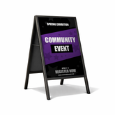 A-frame Black and purple Community Event Signage