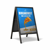 Outdoor signboard with breakfast and lunch special promotion on a white background