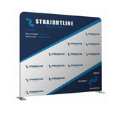 Straightline Solutions display stand with branding on a white background
