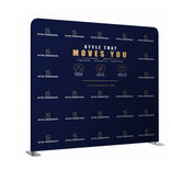 Navy blue promotional backdrop with 'Style That Moves You' text and branding.