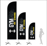 gym black feather flag