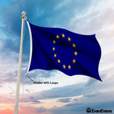 knitted polyester European Union flag header with loops