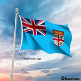 knitted polyester Fiji flag header with loops