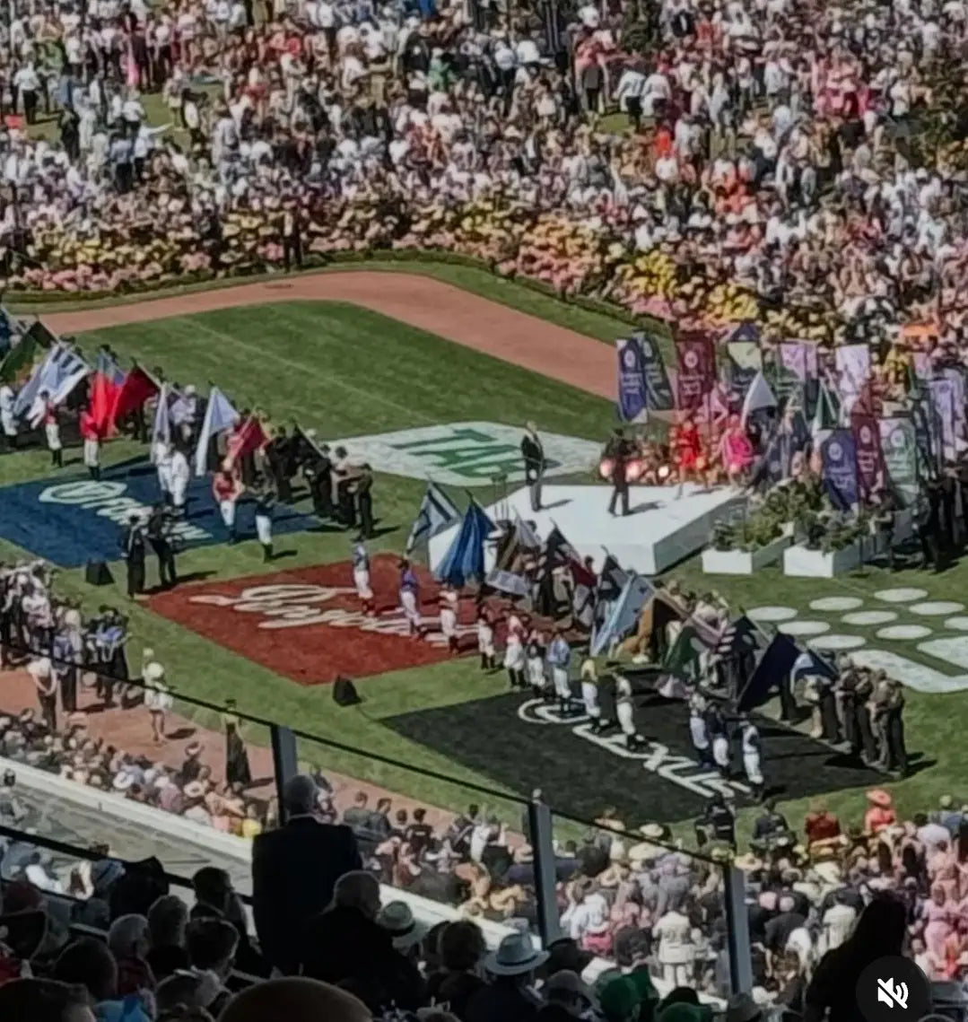 Flags during ceremony Melbourne Cup 2024 | Custom signage by Evan Evans Australia