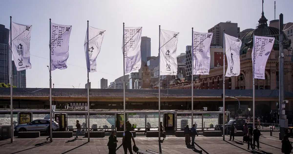 Melb PrizeFed Square Super Banners | Custom signage by Evan Evans Australia
