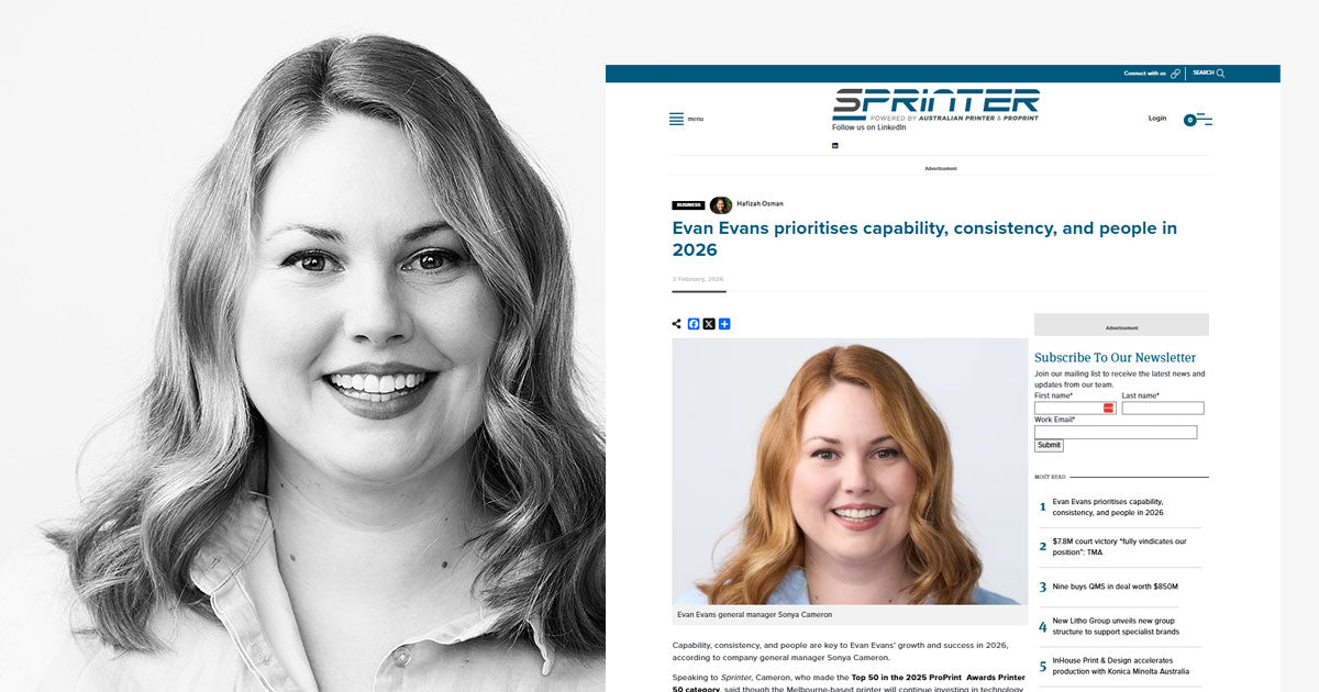 Evan Evans shares industry perspective on print in 2026 | Custom signage by Evan Evans Australia