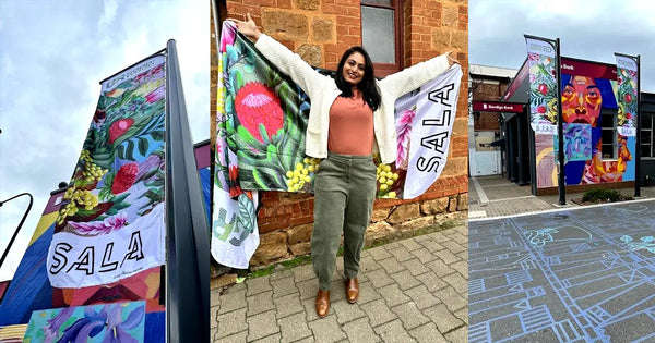 street banner flags for Goodwood Road as part of the SALA Festival banner