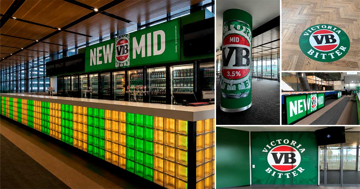 Ponsford Atrium Bar with VB Signages | Custom signage by Evan Evans Australia