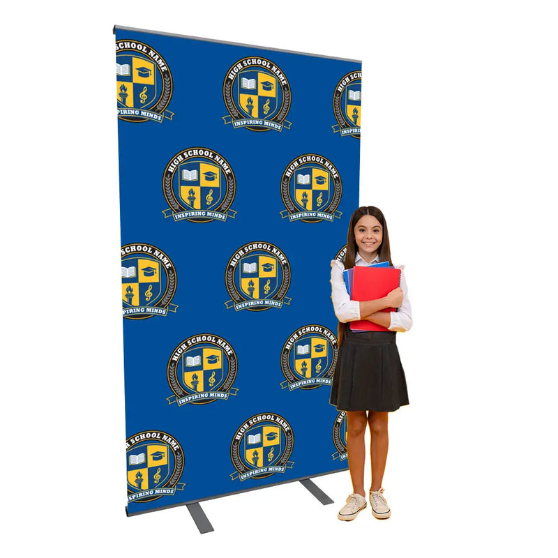 mediawall blue with student