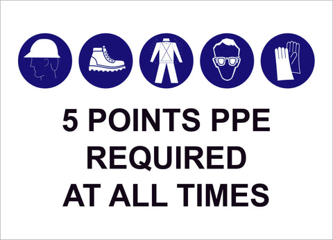 5 Points PPE Construction Sign