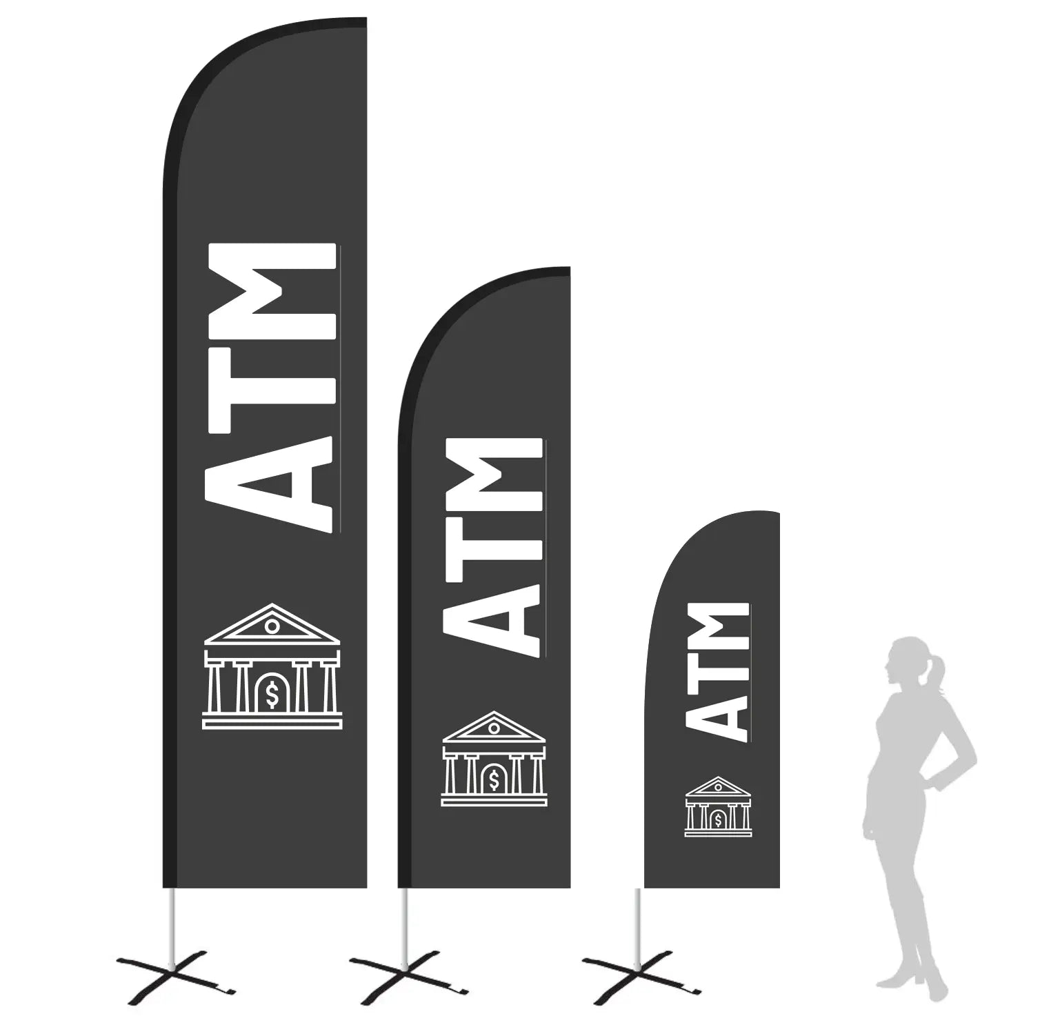 ATM grey feather flag