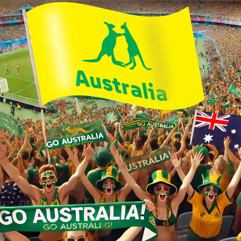 Australia gold yellow kangaroo cheering fans