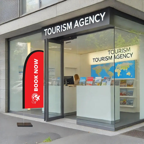 BOOK NOW RED feather flag tourism agency