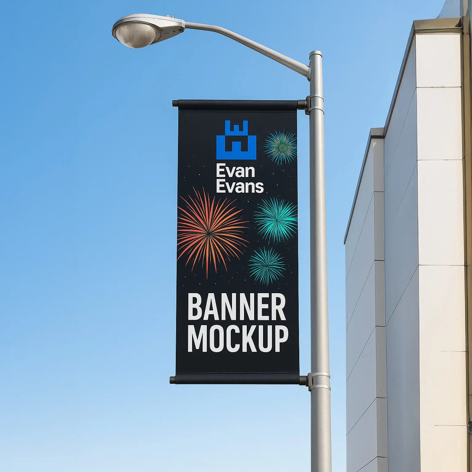 Banner under a light Pole
