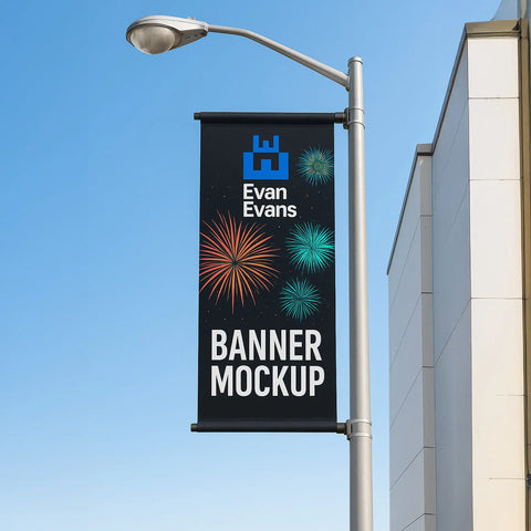 Banner under a light Pole
