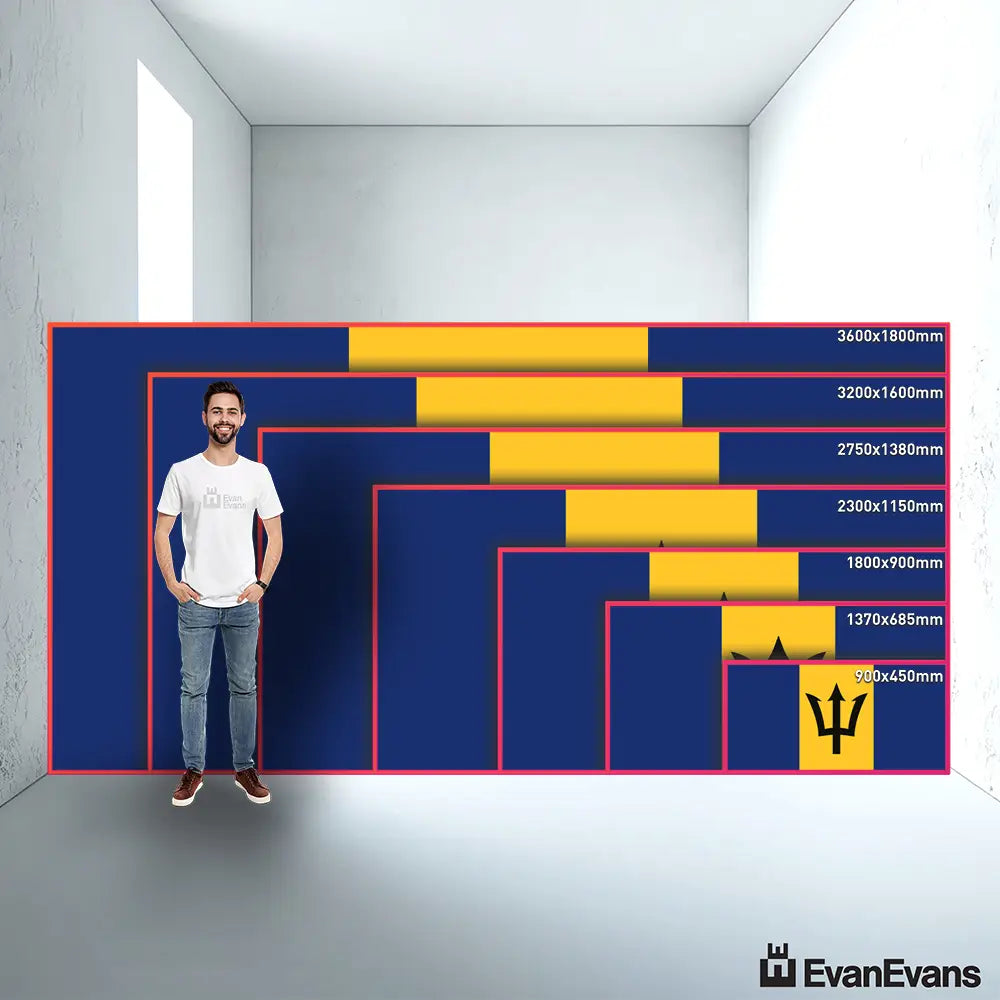 Barbados flag size guide comparison