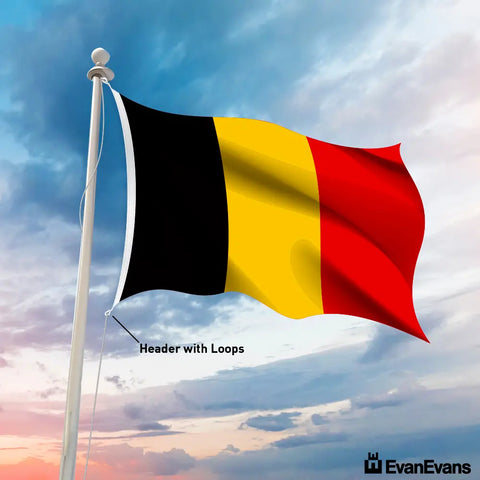 fully sewn Belgium flag header with loops