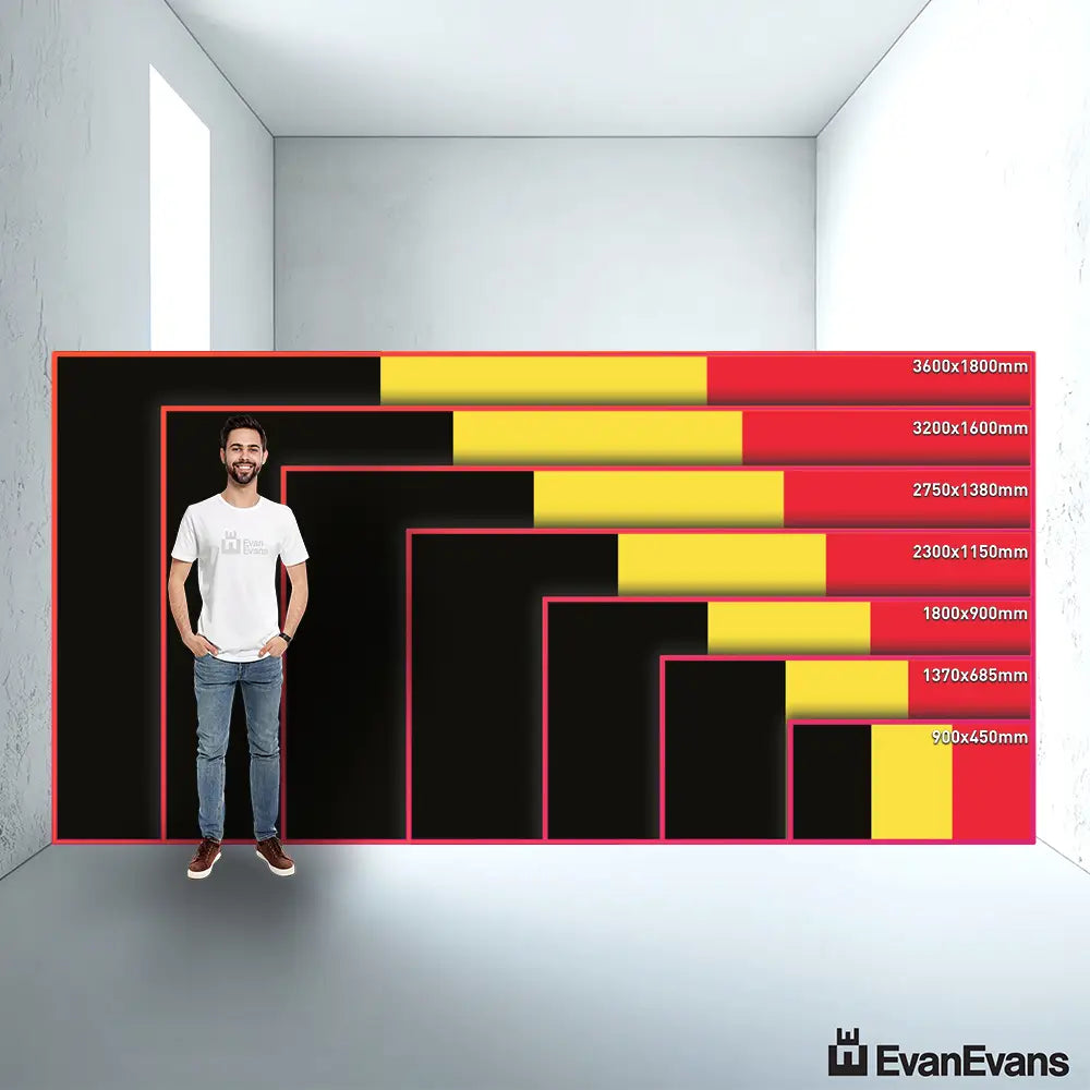 fully sewn Belgium flag size guide comparison