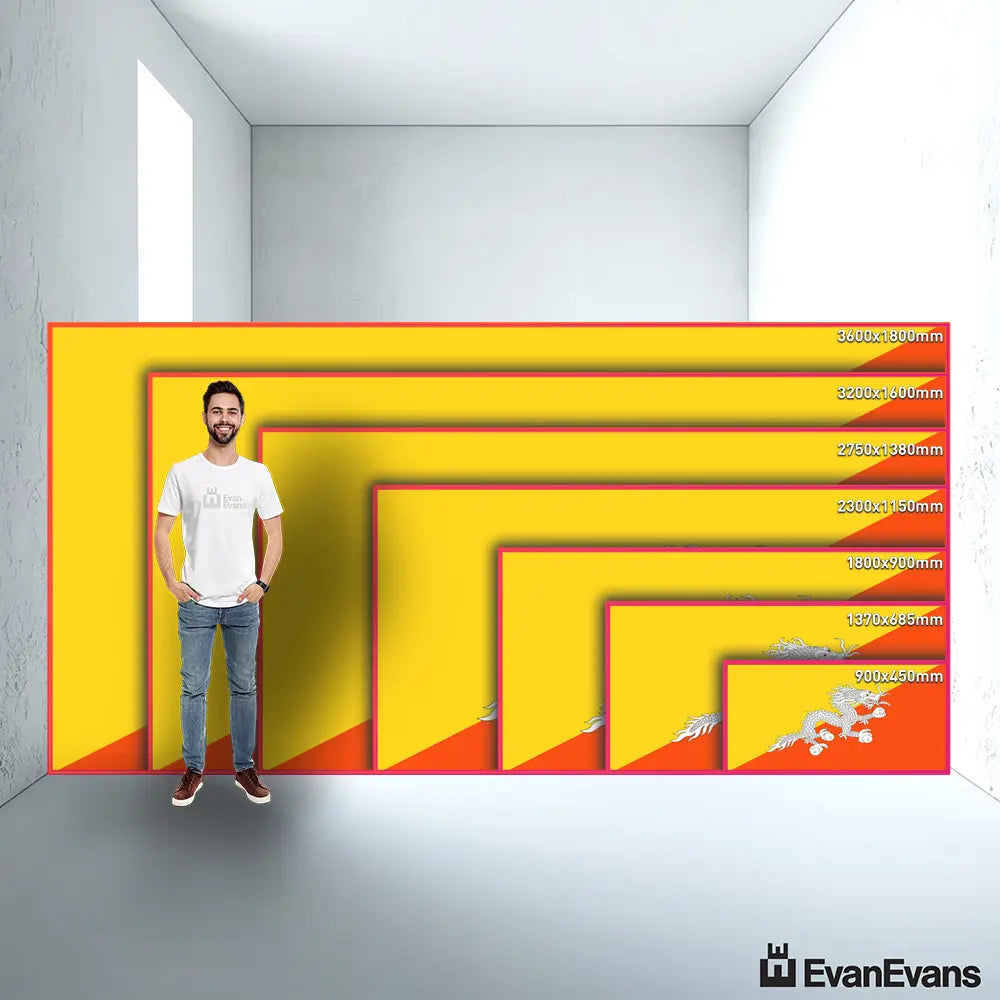 Bhutan flag size guide comparison