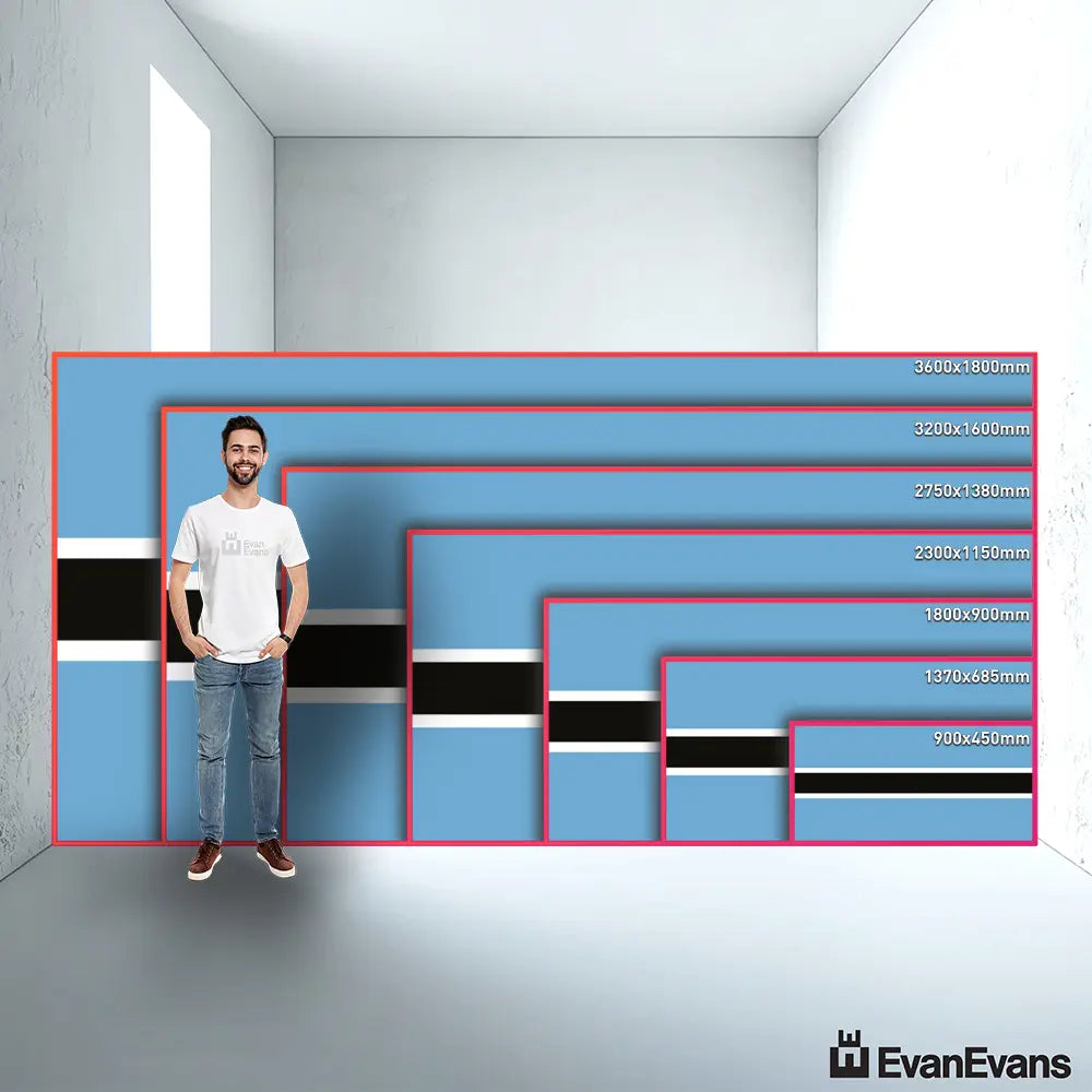 Botswana flag size guide comparison