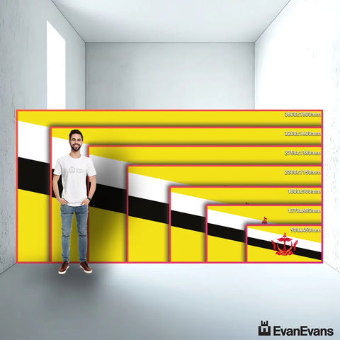Brunei flag size guide comparison