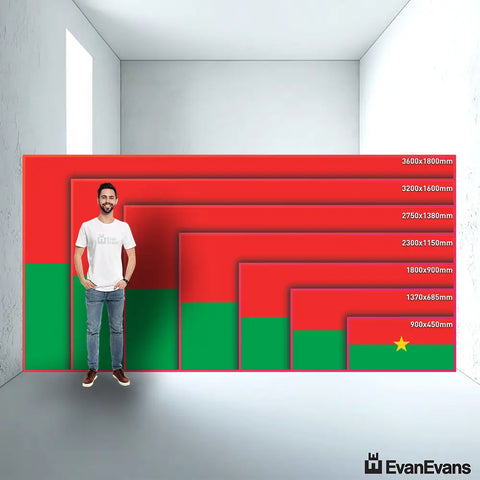 Burkina Faso flag size guide comparison