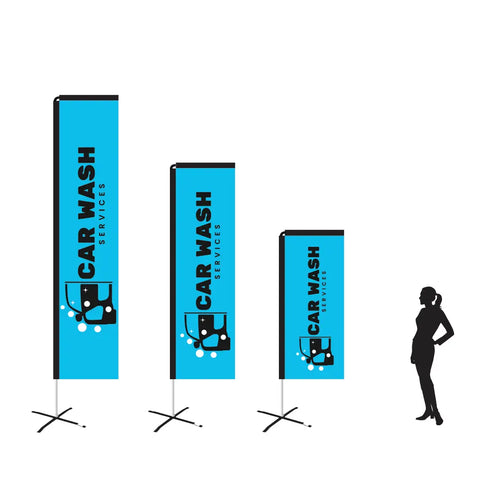 CAR WASH BLUE Rectangle Flag