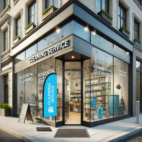 CLEANING BLUE Feather Flag for Cleaning Services