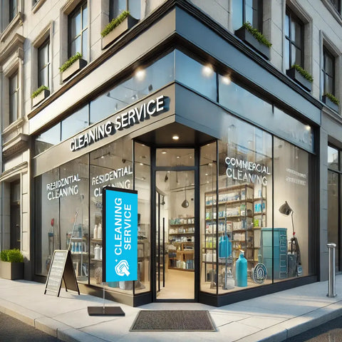 CLEANING BLUE Rectangle Flag for Cleaning Services