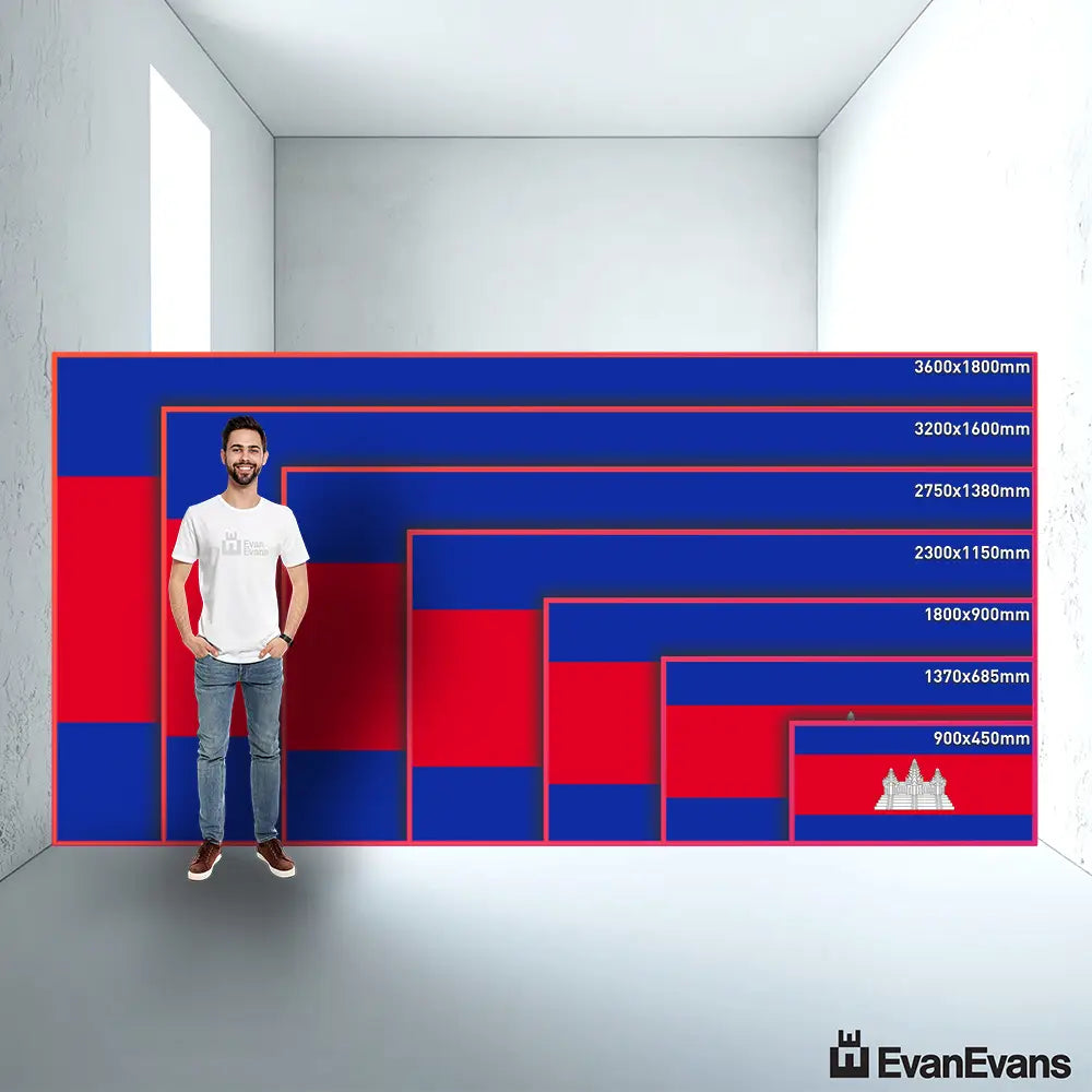 Cambodia flag size guide comparison