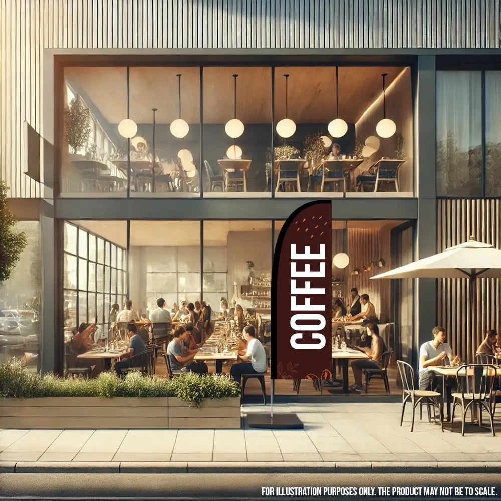 Coffee Brown Feather Flag Banner