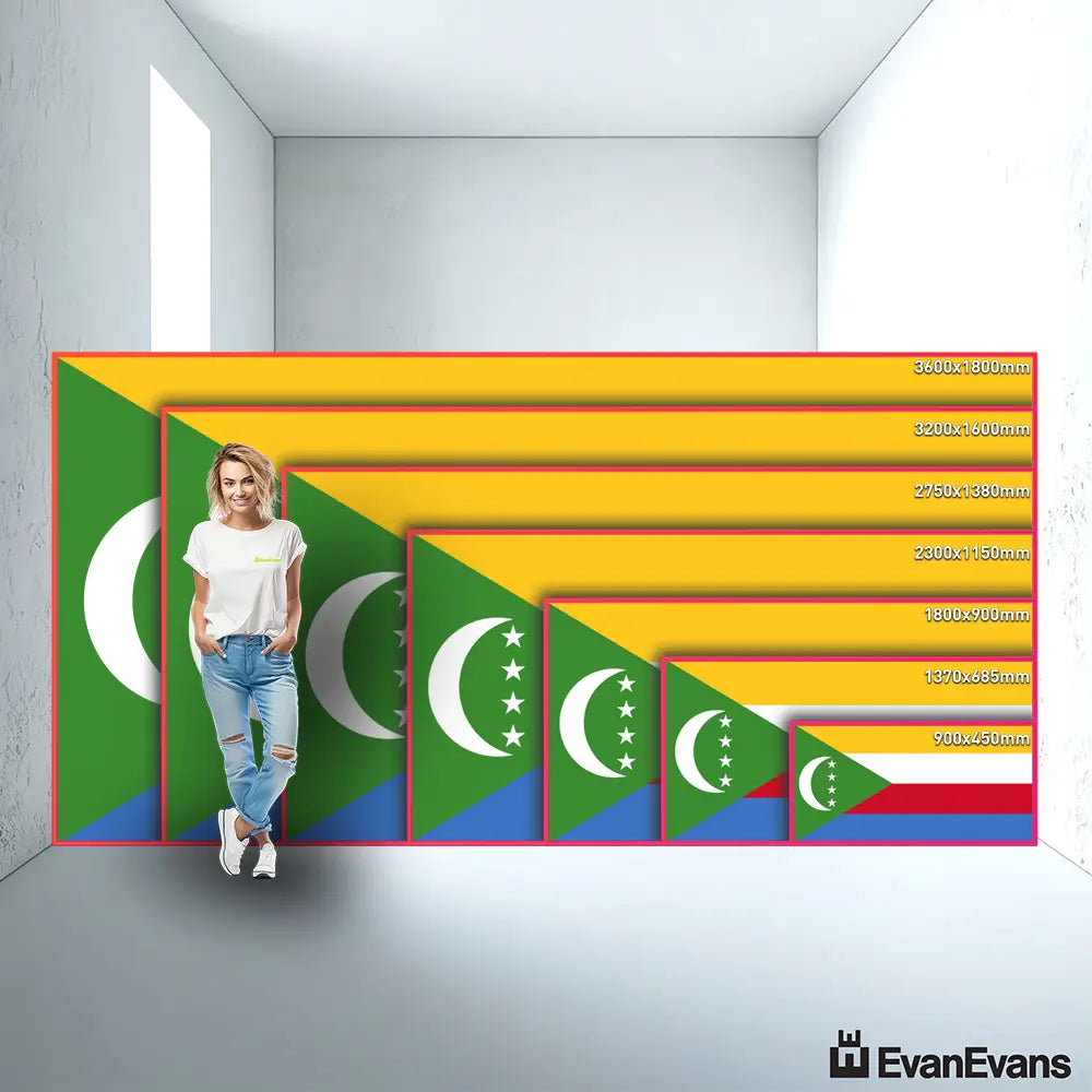 Comoros flag size guide comparison