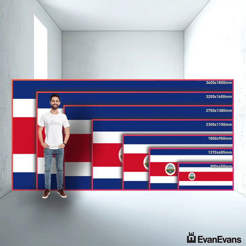 Costa Rica flag size guide comparison