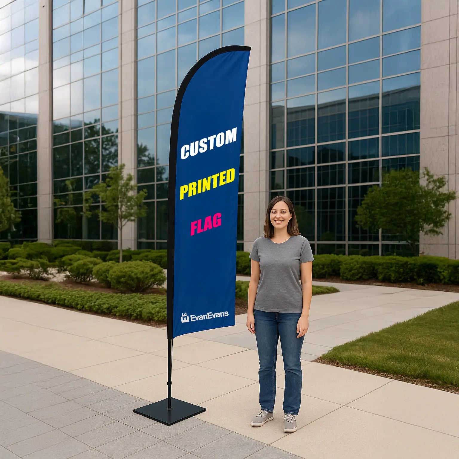 Custom Feather Flag woman outdoors