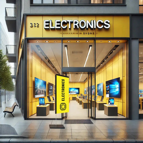 ELECTRONICS YELLOW rectangle flag electronic store