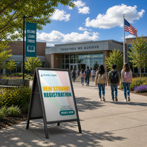 enrolment signage Aframe