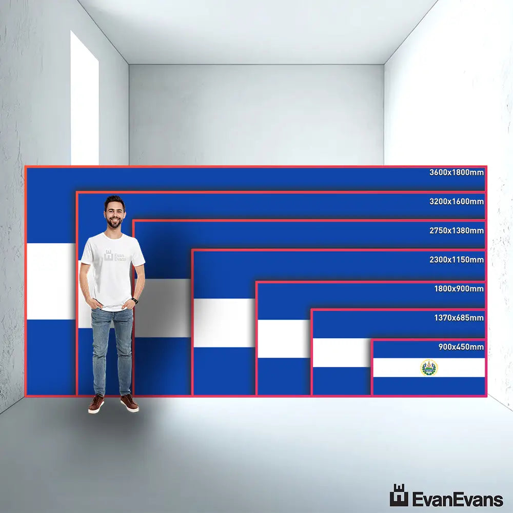 El Salvador flag size guide comparison