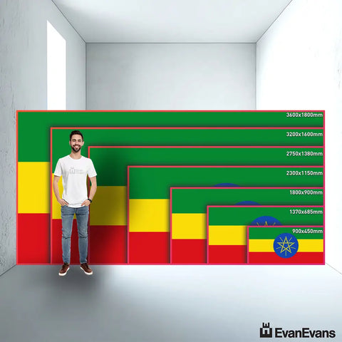 Ethiopia flag size guide comparison