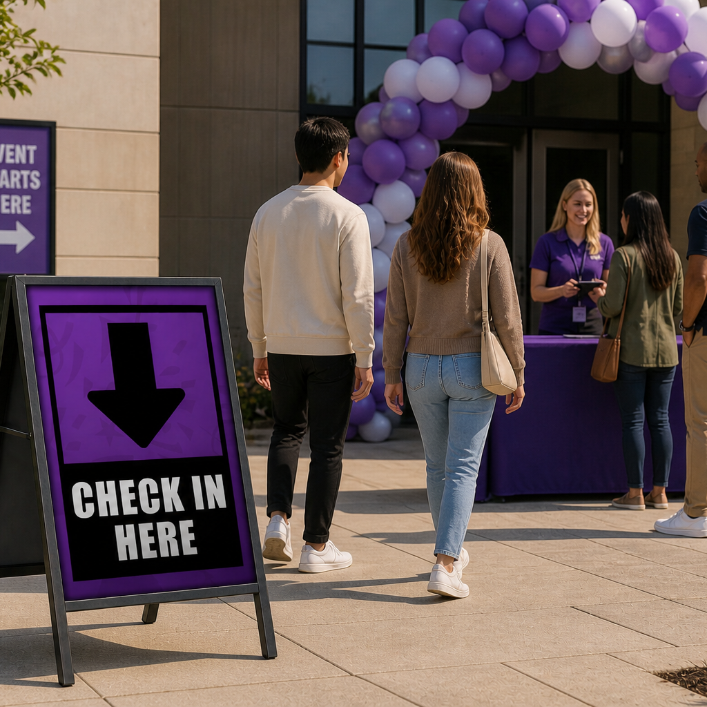 Event Check-In A-Frame Signs | Event Signage – Evan Evans