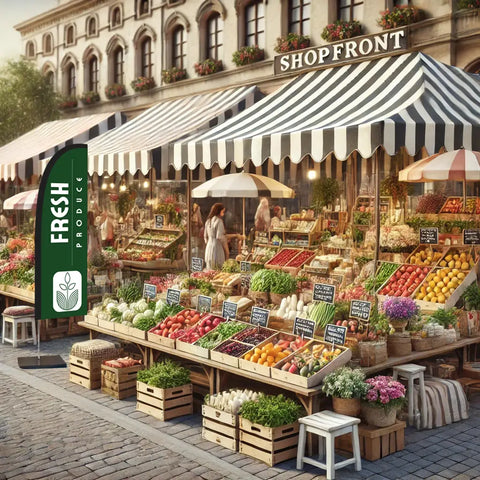 FRESH PRODUCE LEAFY GREEN feather flag MARKET