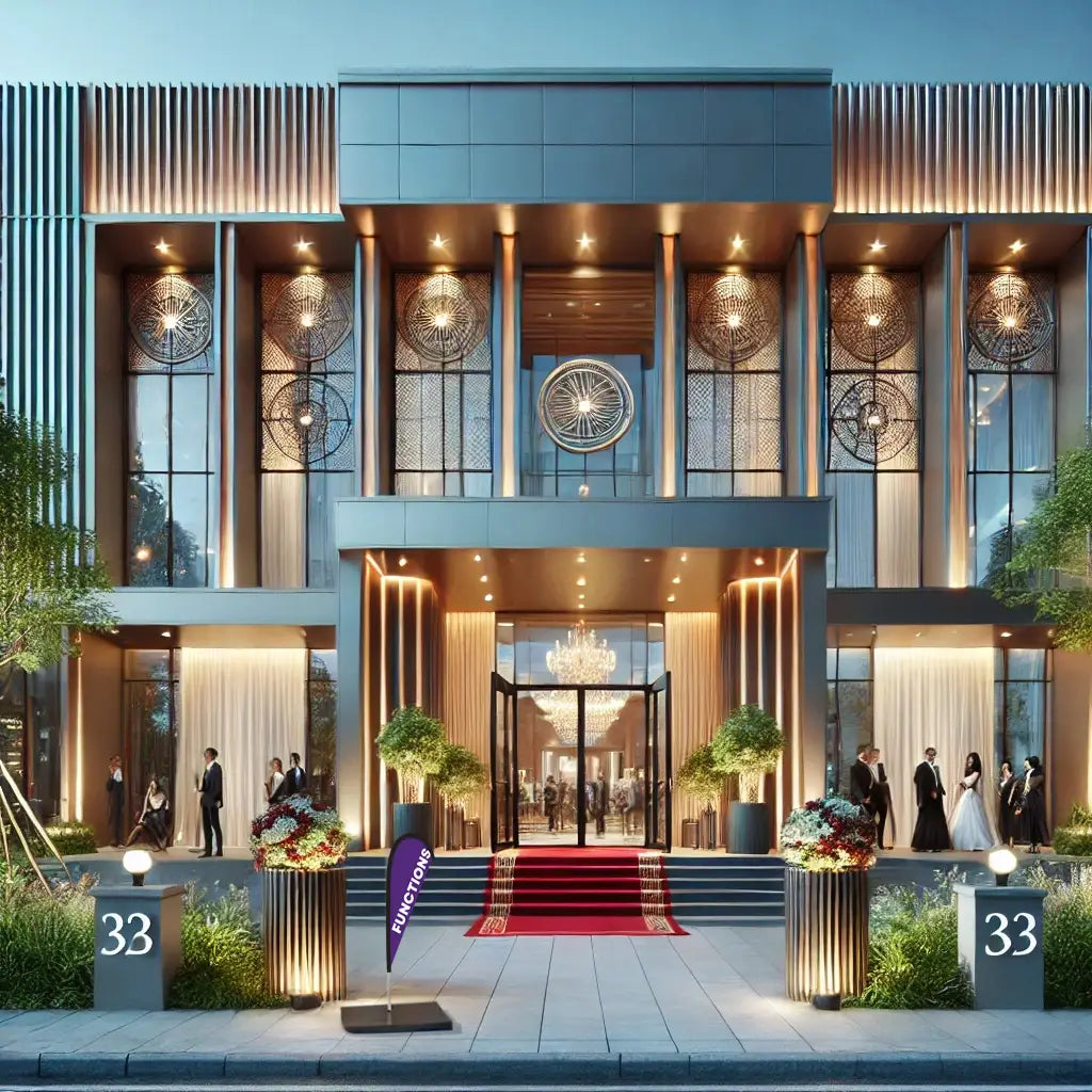 FUNCTIONS PURPLE TEARDROP flag EVENT venue