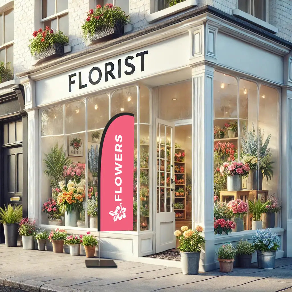 Flowers Pink Feather Flag Florist