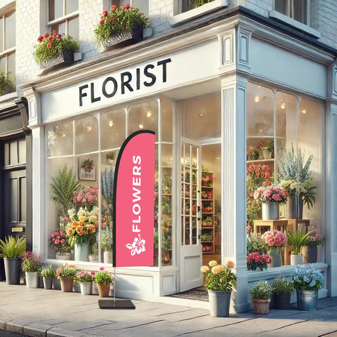 Flowers Pink Feather Flag Florist