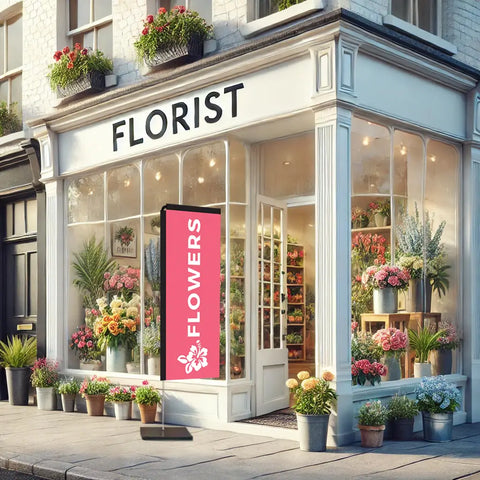 Flowers Pink Rectangle Flag Florist