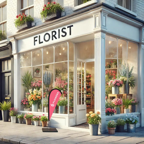 Flowers Pink Teardrop Flag Florist