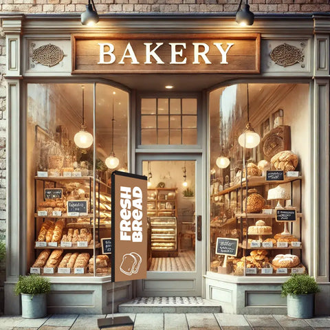 Fresh Bread Light Brown Rectangle Flag Bakery