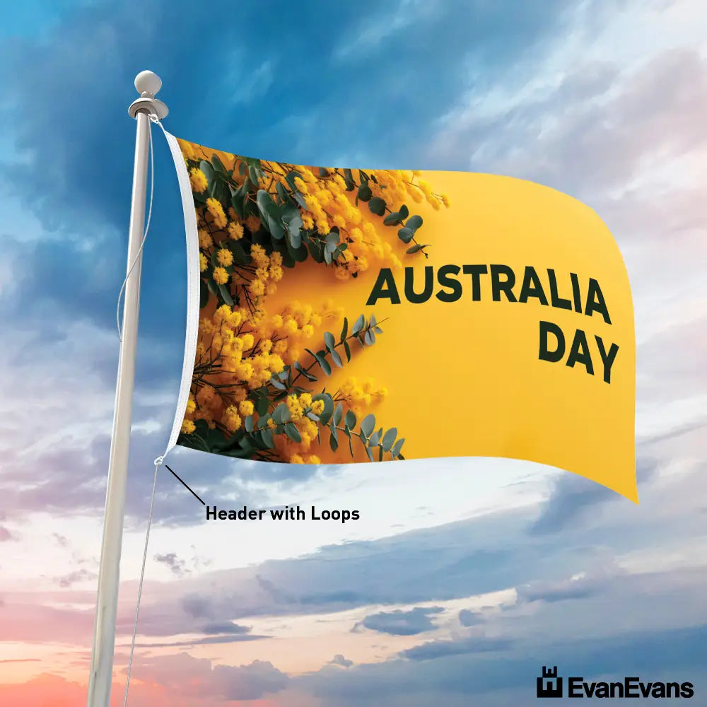 Golden Wattle Knitted Polyester Australia Day Flag Header with loops