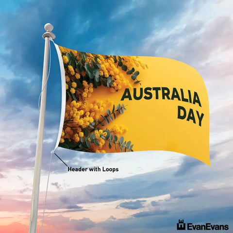 Golden Wattle Knitted Polyester Australia Day Flag Header with loops