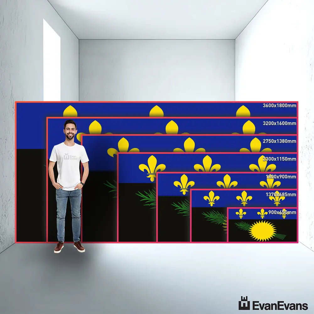 Guadeloupe flag size guide comparison