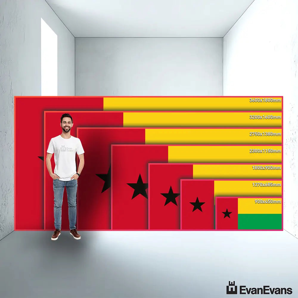 Guinea Bissau flag size guide comparison